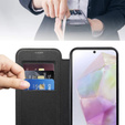 Pántos tok Samsung Galaxy A17 5G, RFID pénztárca, MagSafe, átlátszó/fekete