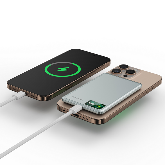Blavec Power Bank 10000mAh BJ-03 Slim 13.5mm - C típus - 22.5W, MagSafe 3in1 - szürke