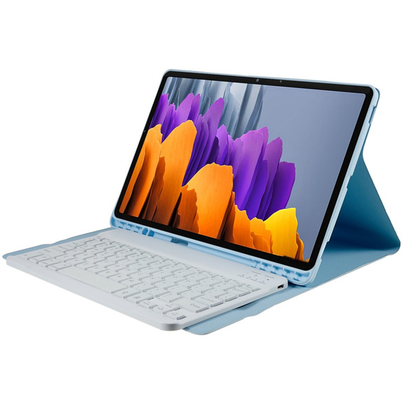 Tok + billentyűzet Galaxy Tab S7+ Plus / S8+ Plus /S7 FE T730 T733, Pen Slot, kék