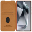 NILLKIN flip tok Samsung Galaxy S25 Ultra, CamShield Qin Pro, bőr, barna