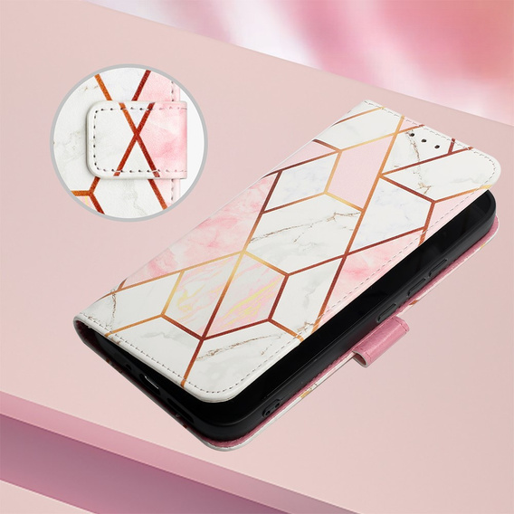 Pattintható tok a Xiaomi Redmi Note 13 Pro 4G / Xiaomi Redmi Note 14S / Xiaomi Poco M6 Pro 4G, Wallet, Marble rózsaszín
