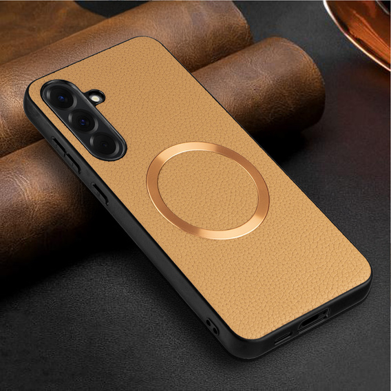 Telefontok a Samsung Galaxy A56 5G, Leather Hybrid MagSafe, arany