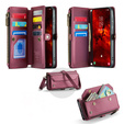 Tok CASEME Samsung Galaxy S25 FE, RFID Leather Wallet, vállpánttal, piros