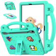 Gyermek tok Samsung Galaxy Tab S7/S8/S9, Cute Patterns, állvánnyal, zöld