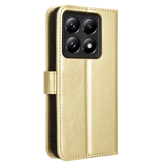 Pattintható tok a Xiaomi 14T Pro, Crazy Horse Wallet, arany