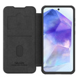 NILLKIN flip tok Samsung Galaxy A56, CamShield Qin Pro, bőr, fekete