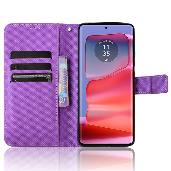 Pattintható tok a Motorola Edge 50 Pro, Wallet Smart Magnet, lila