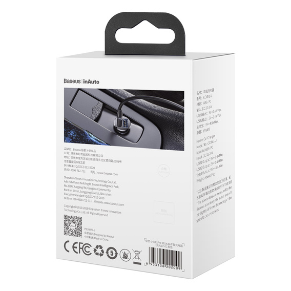 Baseus Grain Pro 2x USB 4,8 A autós töltő USB-táplált eszközökhöz – univerzális