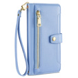 Pattintható tok a Samsung Galaxy A16, Wallet Zipper Pocket, kék