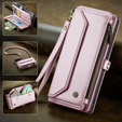 Tok CASEME Samsung Galaxy S25 Ultra, RFID Leather Wallet, vállpánttal, rózsaszín