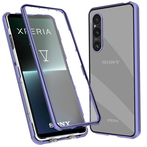 Tok Sony Xperia 1 V, Magnetic Dual Glass, lila