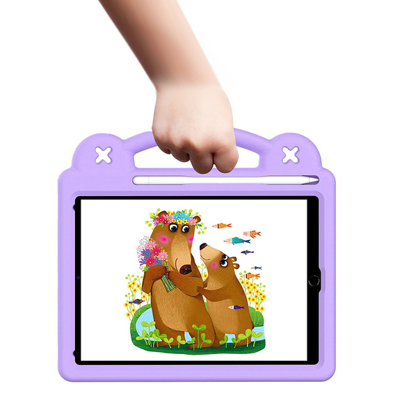 Gyermek tok iPad 9.7" 2018/2017 (6/5 gen.) / Pro 9.7" 2016, Cute Patterns, állvánnyal, lila