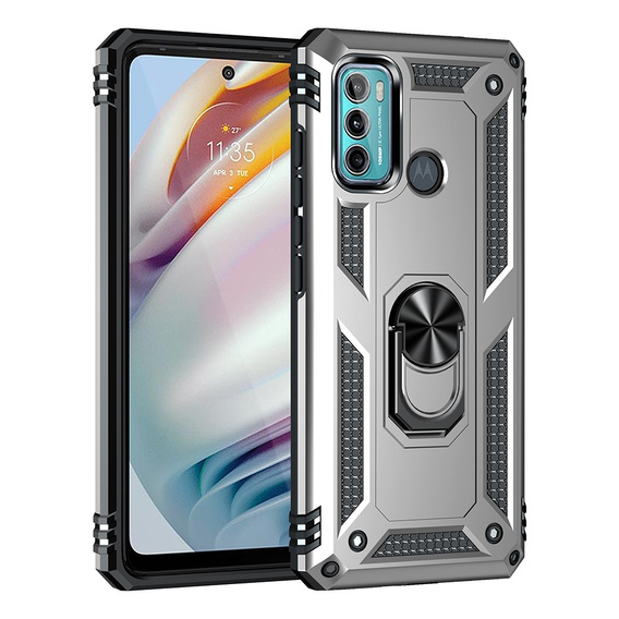 Páncélozott telefontok a Motorola Moto G60, Nox Case Ring, ezüst