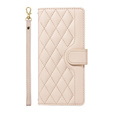 Flap tok iPhone 16E, Rhombus Crossbody Leather, bézs színű