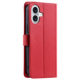 Flap tok iPhone 16 Plus, Rhombus Crossbody Leather, piros