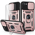 Páncélozott tok iPhone 16E, CamShield Slide, rózsaszín + edzett üveg 9H