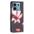 Pattintható tok a Xiaomi Redmi Note 13 Pro 5G, Wallet, Lotus fekete