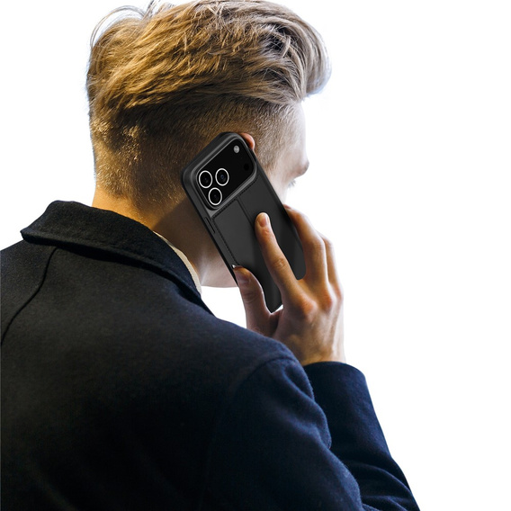 Dux Ducis tok iPhone 17 Pro Max, Skin Pro, pánttal, kártyafoglalattal, fekete