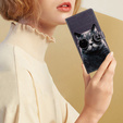 Pattintható tok a Samsung Galaxy A25 5G, Wallet, Cat, fekete + 9H üveg