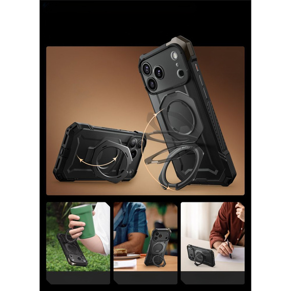 Supcase tok iPhone 17 Pro Max készülékhez, Unicorn Beetle Grip Mag, Fekete