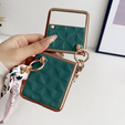 Tok Samsung Galaxy Z Flip4 5G, Grid Leather, zöld