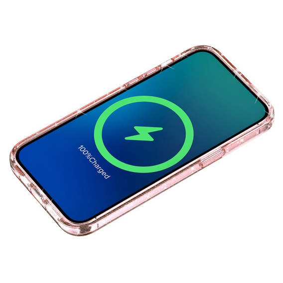 Telefontok a iPhone 14 Pro, Dropproof MagSafe Glitter, rózsaszín