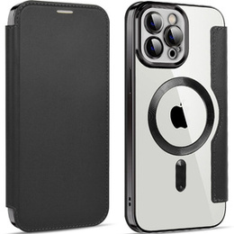 Pattintható tok a iPhone 12 Pro, RFID Wallet MagSafe CamShield, fekete