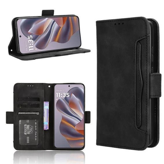 Pattintható tok a Motorola Edge 50 Neo / Motorola ThinkPhone 25, Card Slot, fekete