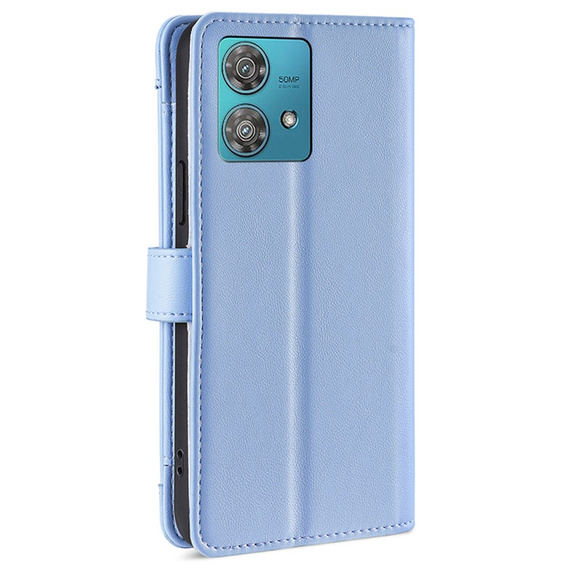 Pattintható tok a Motorola Edge 40 Neo, Wallet Zipper Pocket, kék