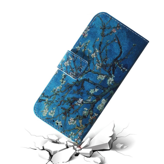 Pattintható tok a Oppo A17, Wallet flowers, kék