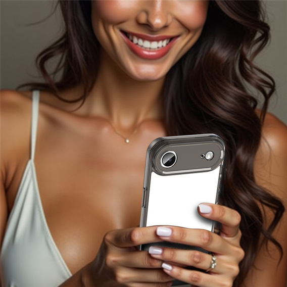 Szilikon tok iPhone Air készülékhez, kemény hátlappal, füstös fekete színben