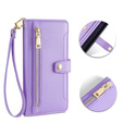 Pattintható tok a Xiaomi Redmi Note 13 Pro 5G, Wallet Zipper Pocket, lila