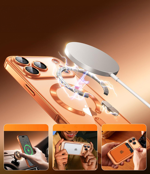 Electro MagSafe tok iPhone 17 Pro készülékhez, narancssárga színű