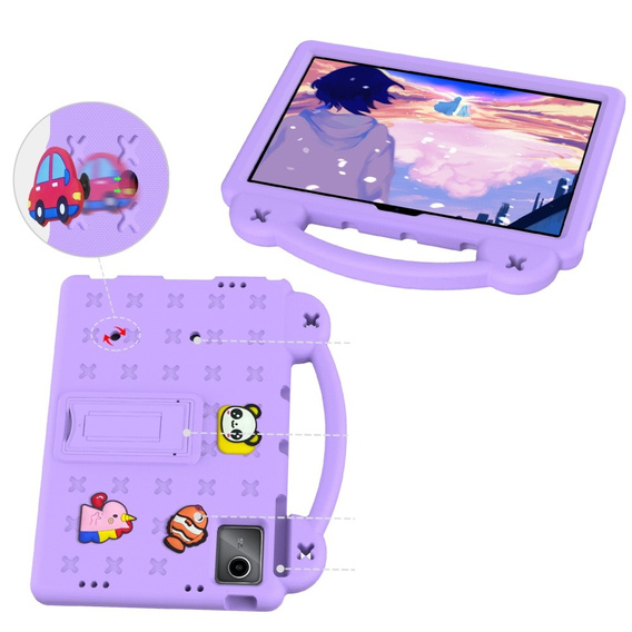 Gyermek tok Lenovo Tab M11, Cute Patterns, állvánnyal, lila