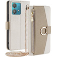 Flip tok Motorola Edge 40 Neo 5G, Wallet Zipper Pocket, tükörrel, fehér