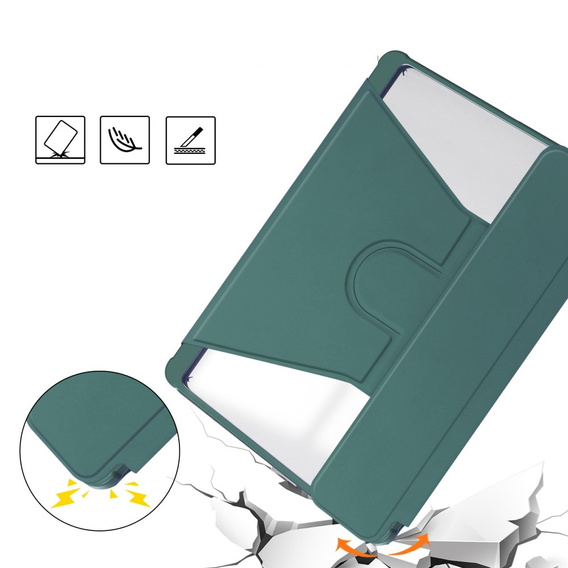 Billentyűzet tok Samsung Galaxy Tab S10 Lite / S10 FE / S9 FE, Rotary 360° Leather, sötétzöld