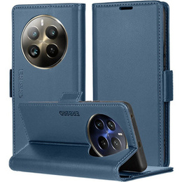 Tok Realme 12 Pro 5G / 12 Pro+ 5G, ERBORD Glossy Litchi, pénztárca patenttal, kék