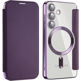 Pattintható tok a Samsung Galaxy S24+ Plus, RFID Wallet MagSafe CamShield, lila