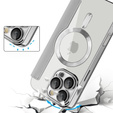 Pattintható tok a iPhone 16 Pro Max, RFID Wallet MagSafe CamShield, ezüst