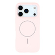 Szilikon tok iPhone 17 Pro Max készülékhez, MagSafe, ütésálló, rózsaszínű