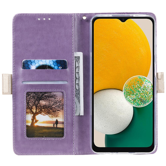 Flap tok Samsung Galaxy A55 5G, Wallet Pocket Zipper Lace, lila