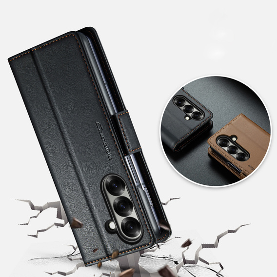 CASEME Litchi pénztárca flip tok Samsung Galaxy Z Fold7 5G számára