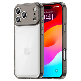 Szilikon tok iPhone 17 Pro Max készülékhez, kemény hátlappal, színezett fekete színben