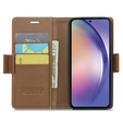 Tok Samsung Galaxy A55, ERBORD Glossy Litchi, pénztárca patenttal, barna