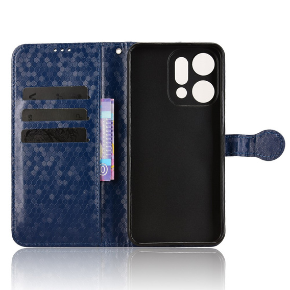 Pántos tok Oppo Reno 14, pénztárca Rhombus, kék