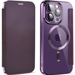 Pattintható tok a iPhone 13 Pro, RFID Wallet MagSafe CamShield, lila