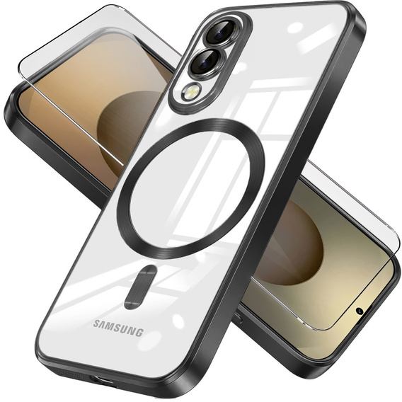 Tok Samsung Galaxy S25 Edge-hoz, Electro MagSafe, fekete + üveg a képernyőhöz