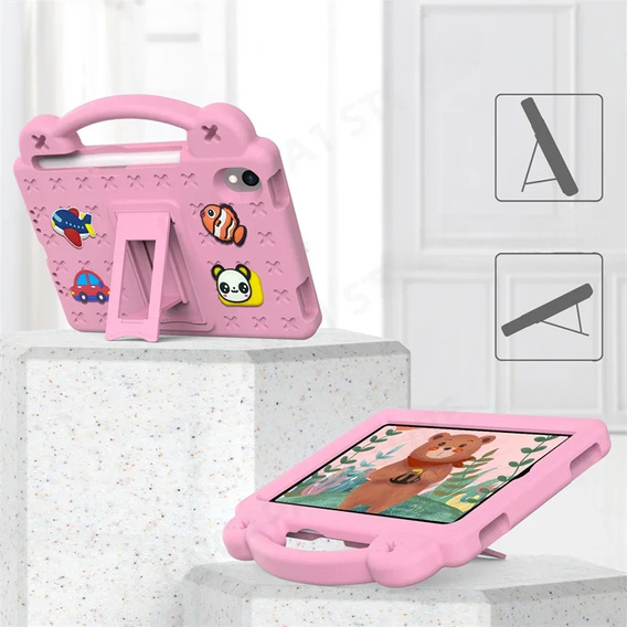 Gyermek tok iPad mini 8.3" 2021 (6 gen.) / iPad mini 8.3" 2024 (7 gen.), Cute Patterns, állvánnyal, rózsaszín