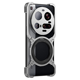 Tok Xiaomi 15 Ultra, Kickstand Bumper, lencsevédővel, MagSafe-hoz, ezüst