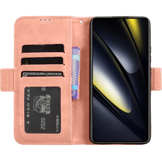 Pattintható tok a Xiaomi Poco F6, Card Slot, rózsaszín